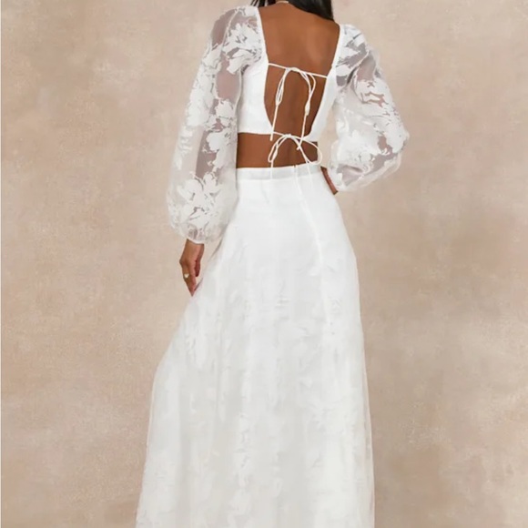 Lulus Outstanding Perfection White Floral Burnout Two-Piece Maxi Dress - Picture 3 of 4